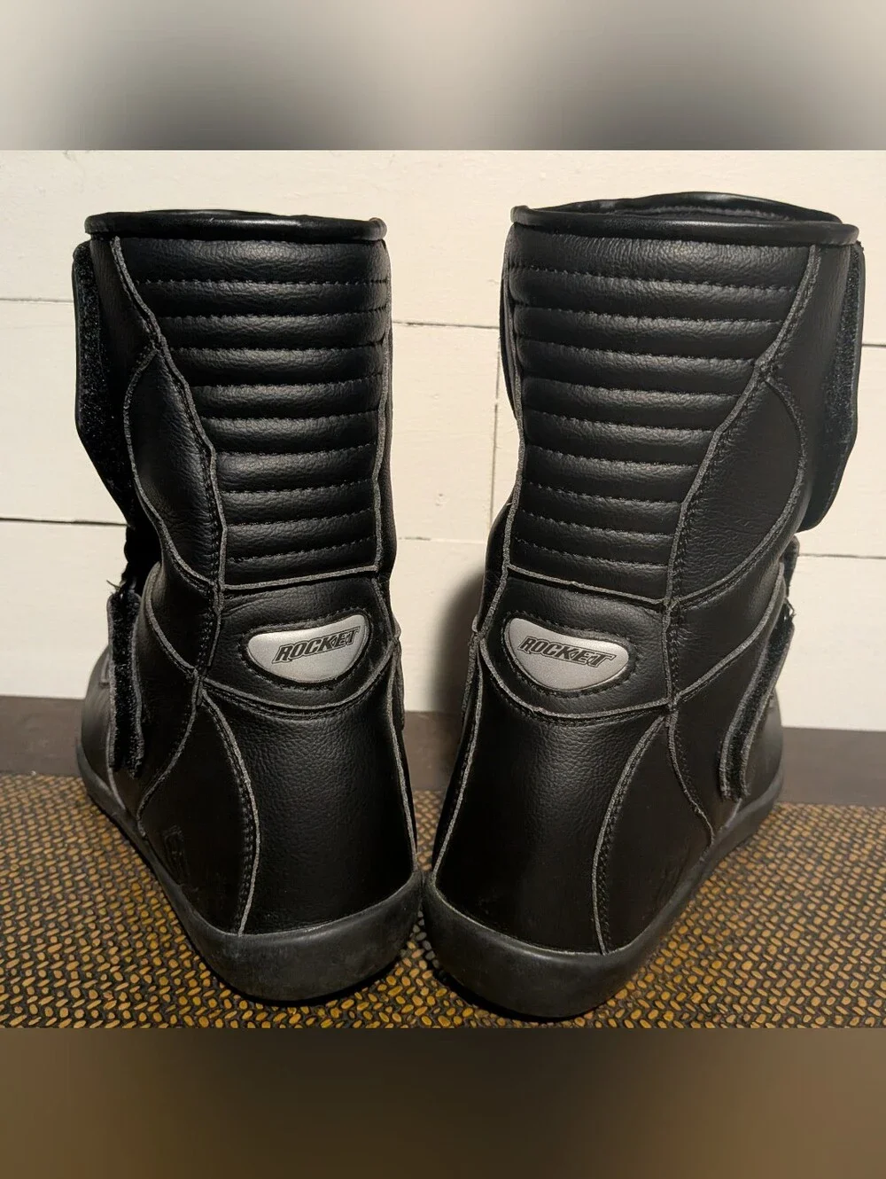 Discont'd Joe Rocket Black Mercury Leather Motorcycle Boot Hook & Loop Close 10